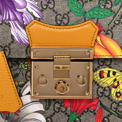 Gucci GG Supreme Monogram Flora Small Padlock Bamboo Shoulder Bag Beige Multicolor Crop 9 of 13