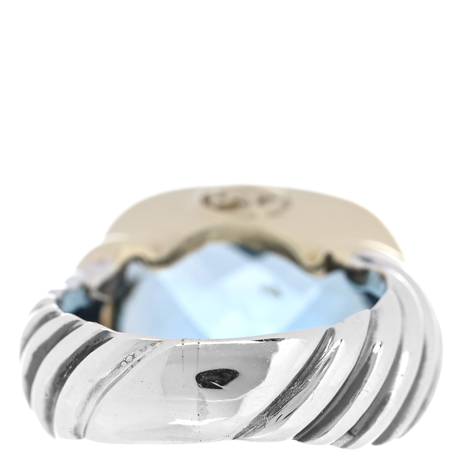 David Yurman Sterling Silver 14K Yellow Gold Blue Topaz 14mm Noblesse Ring 49 4.75 4 of 5