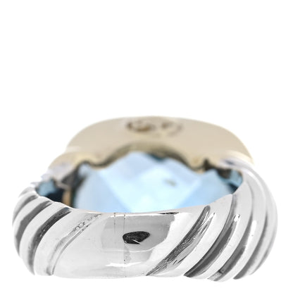 David Yurman Sterling Silver 14K Yellow Gold Blue Topaz 14mm Noblesse Ring 49 4.75 4 of 5