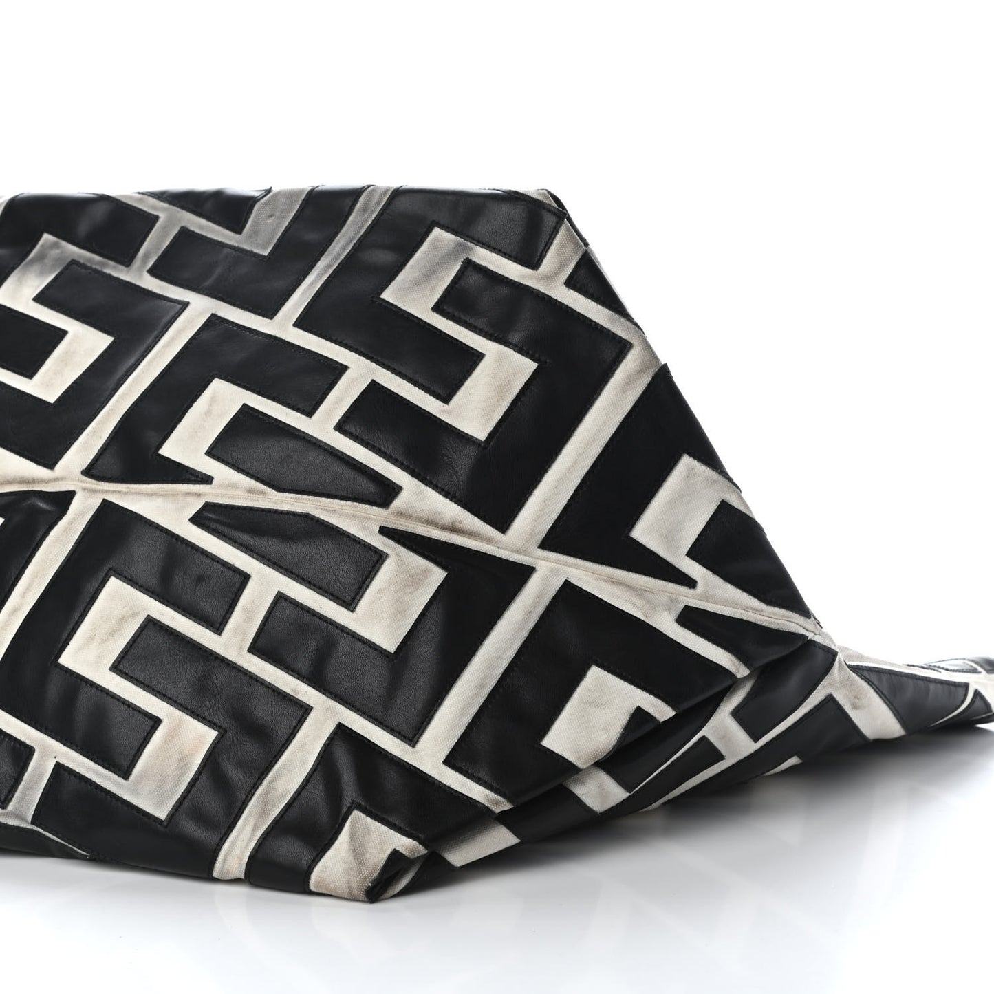 Calfskin Logo Patchwork Cabas Black White