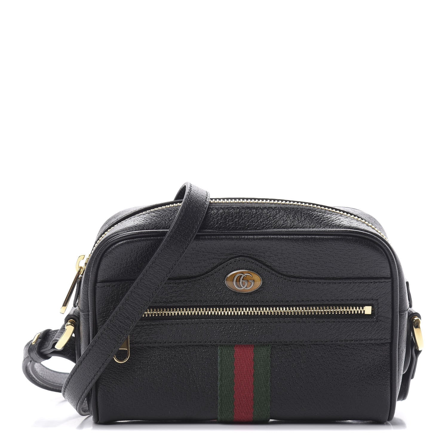 Gucci Calfskin Web Mini Ophidia Shoulder Bag Black 1 of 12