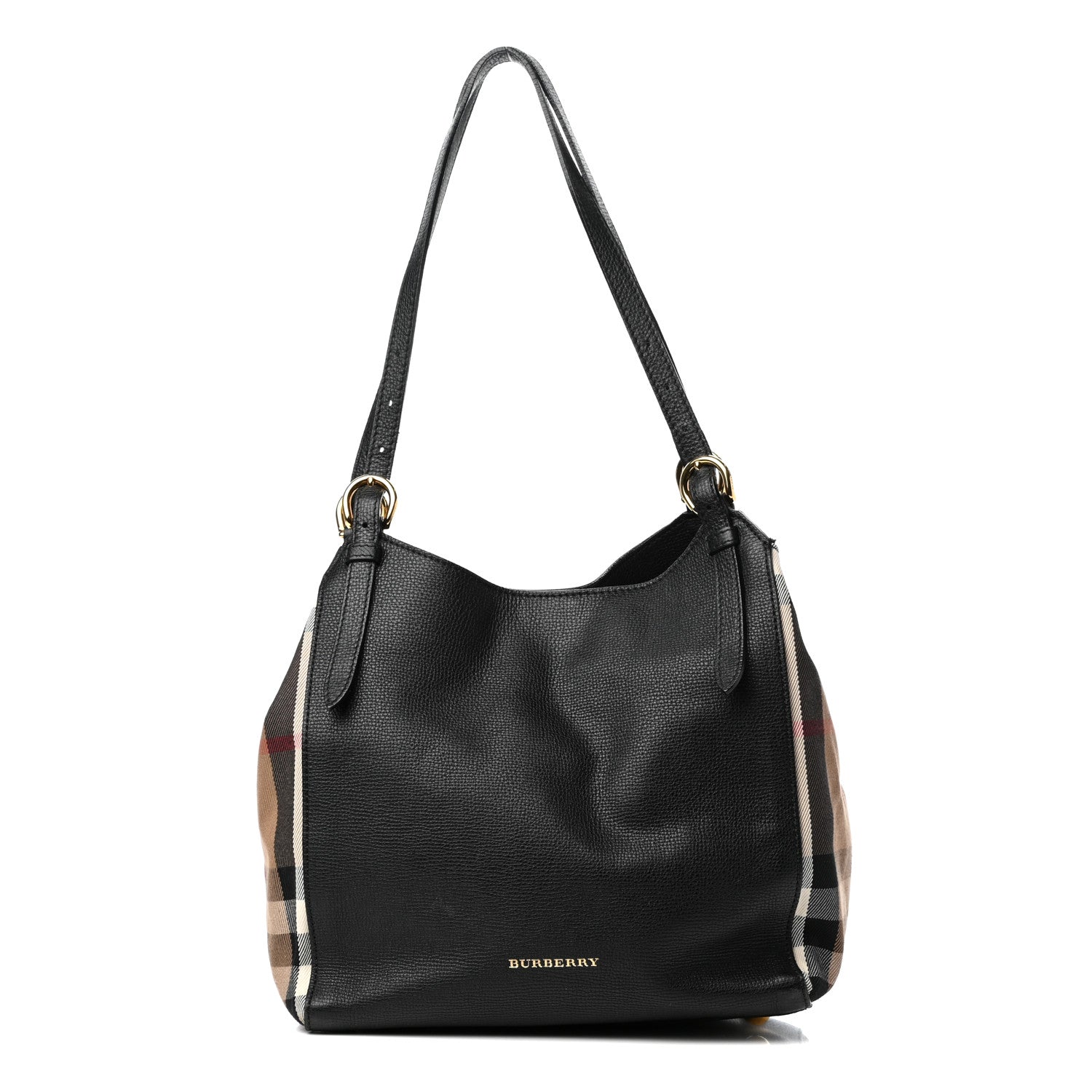 Burberry Grainy Calfskin House Check Small Canterbury Black 1 of 9