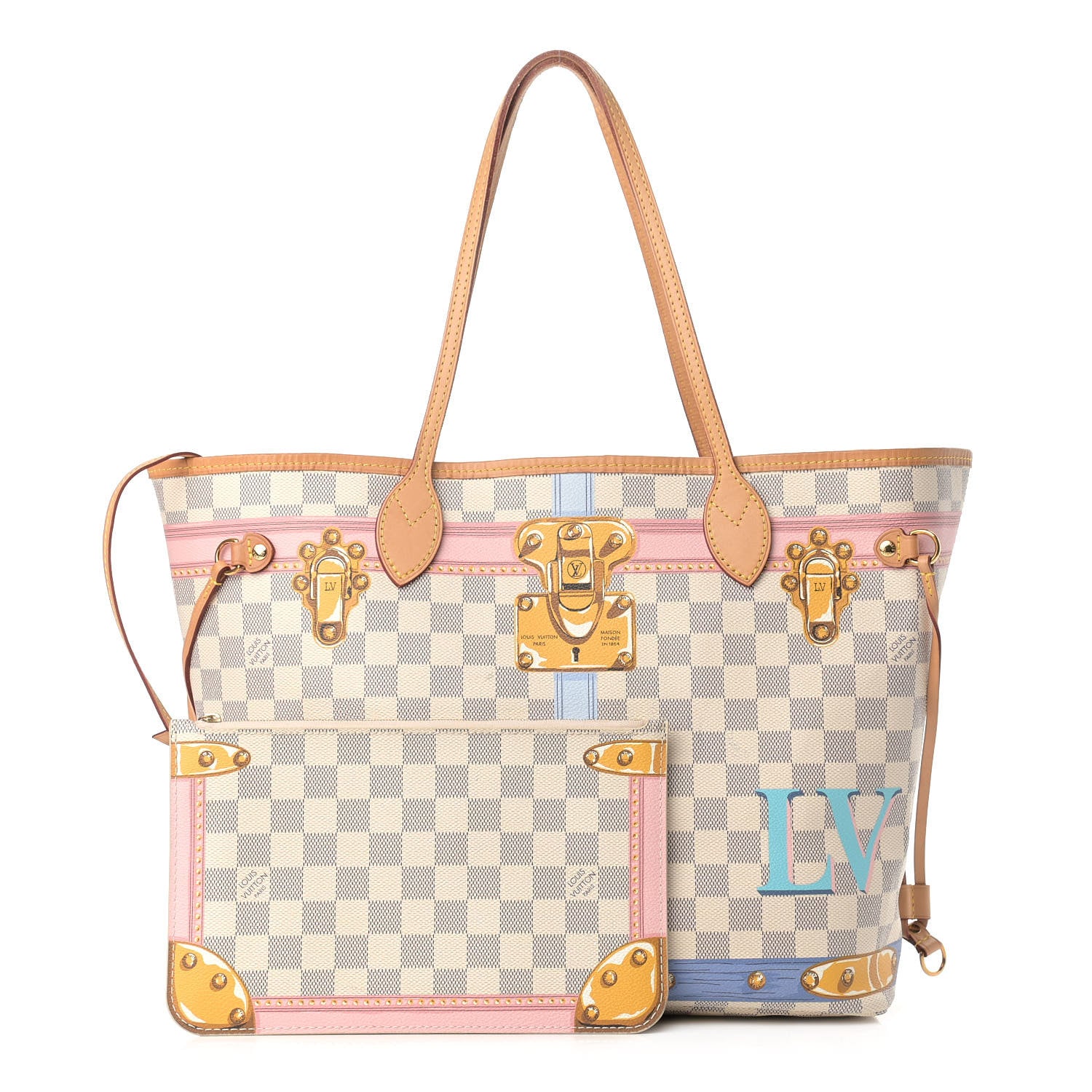 Louis Vuitton Damier Azur Summer Trunks Neo Neverfull MM 1 of 16