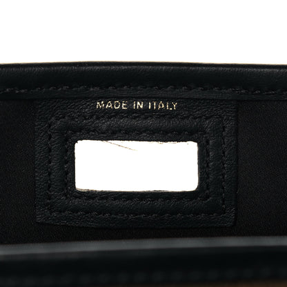 Fendi Glazed Fabric Vitello Century FF 1974 Stamp Patch Mini Peekaboo Defender Cover Mogano Panna Black 7 of 16