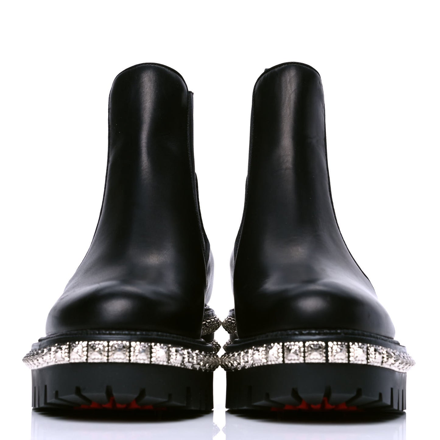 Calfskin Ingrassato Studded By The River 50 Flat Chelsea Boots 37 Black
