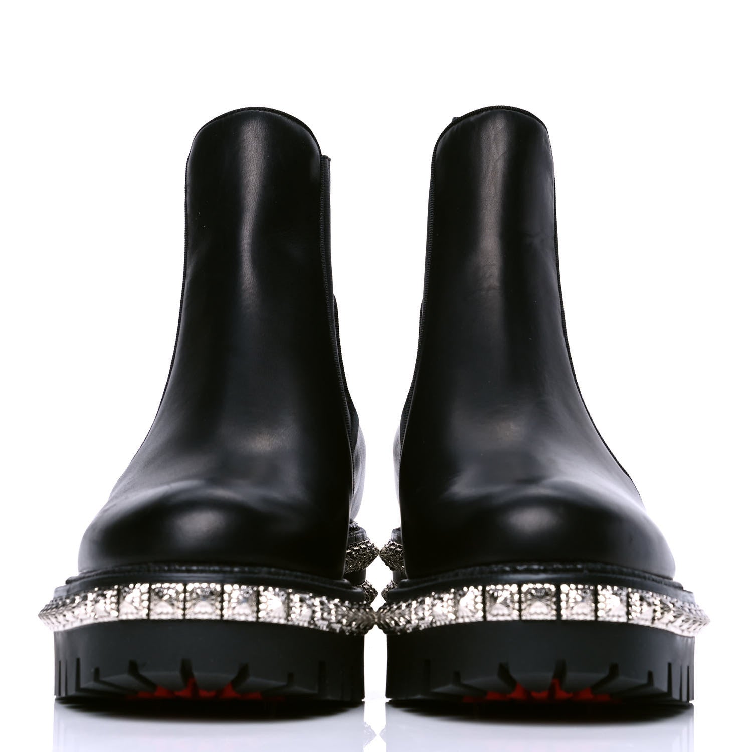 Christian Louboutin Calfskin Ingrassato Studded By The River 50 Flat Chelsea Boots 37 Black 2 of 4