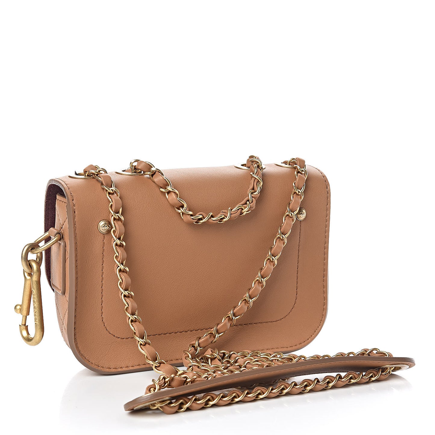Calfskin Quilted Multi Pouching Flap And Coin Purse Beige