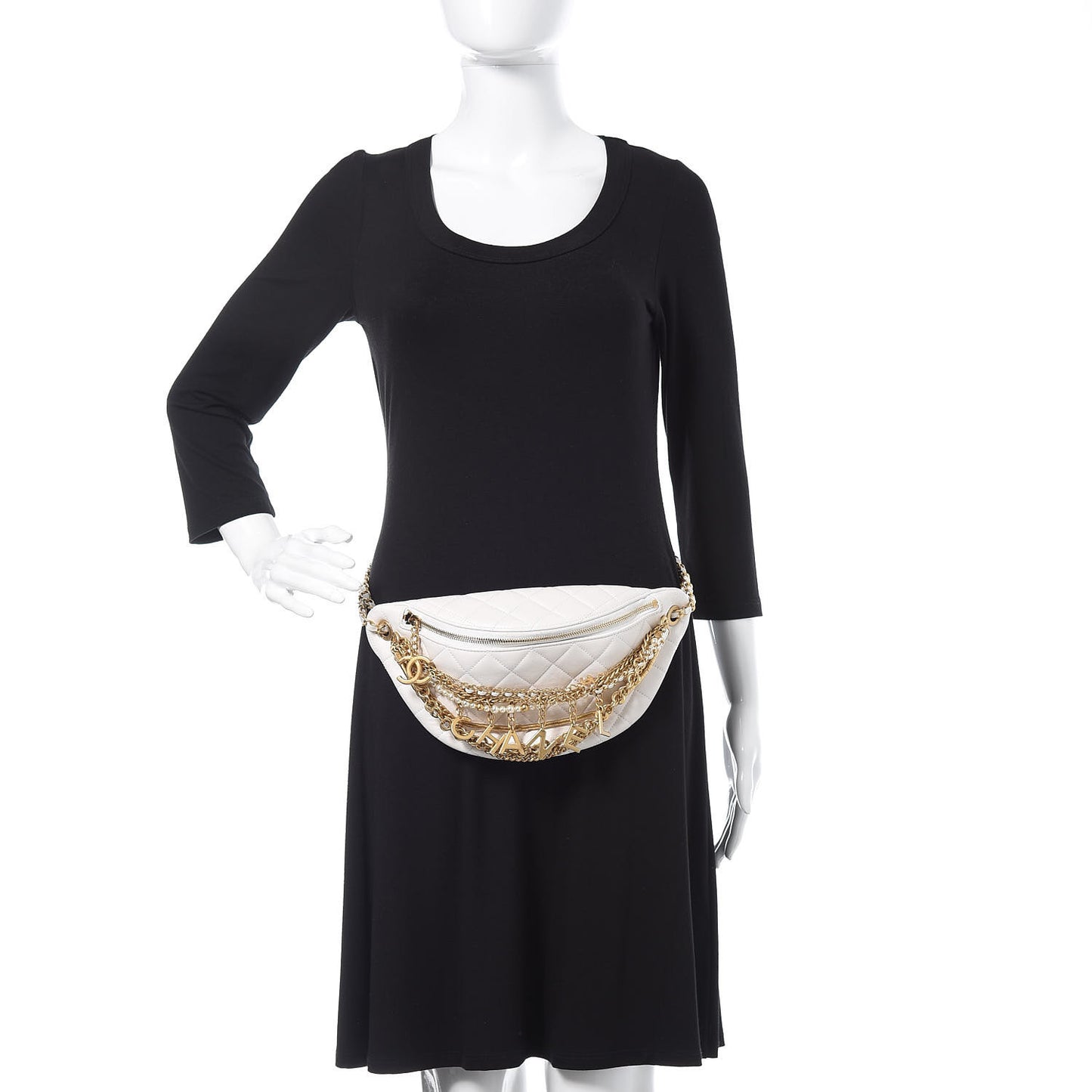 Lambskin Quilted All About Chains Waist Belt Bag White