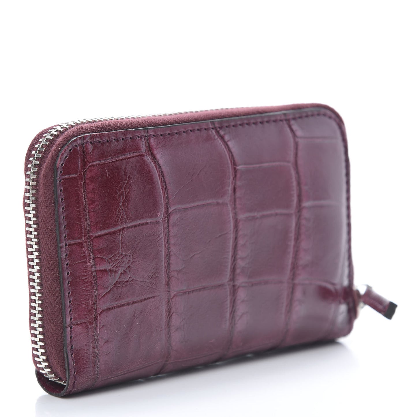 Crocodile Zip Around Card Case Cherry Gloss