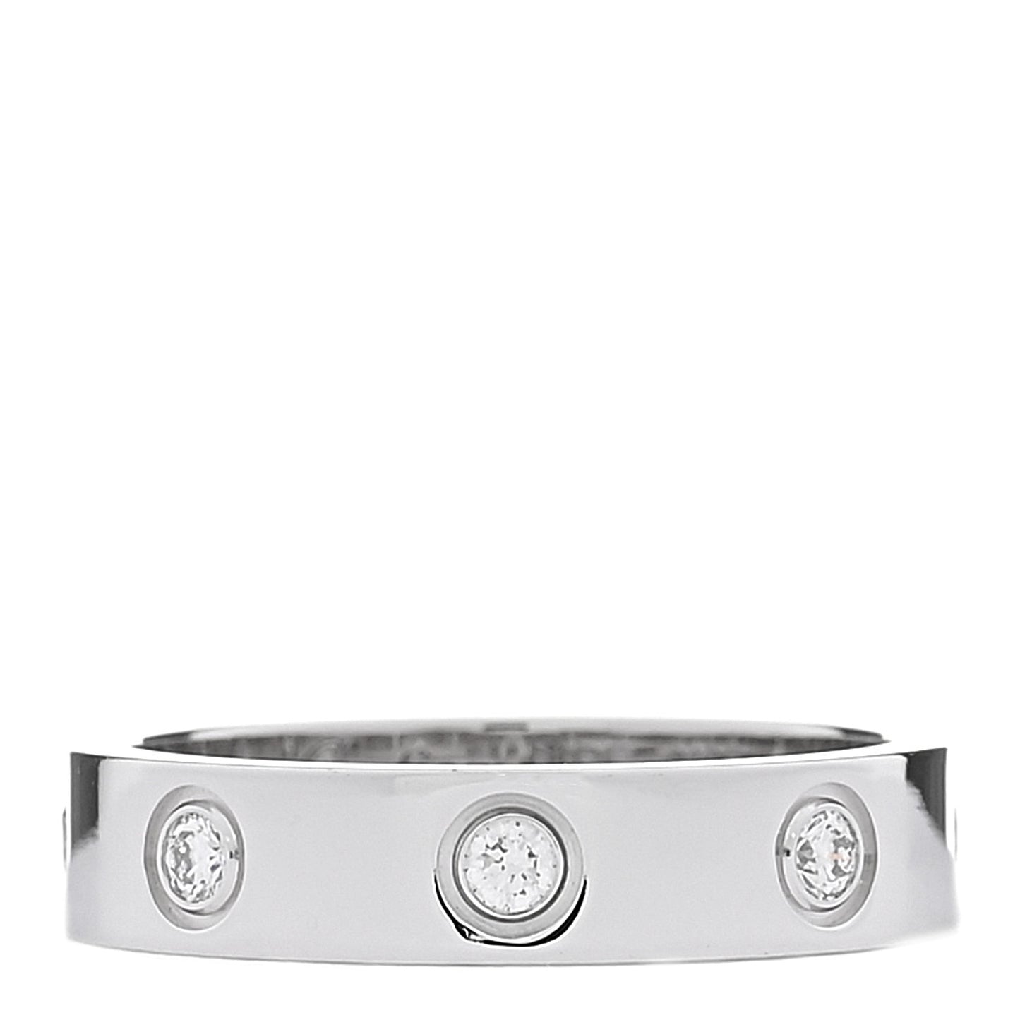 18K White Gold 8 Diamond 4mm LOVE Wedding Band Ring 48 4.5