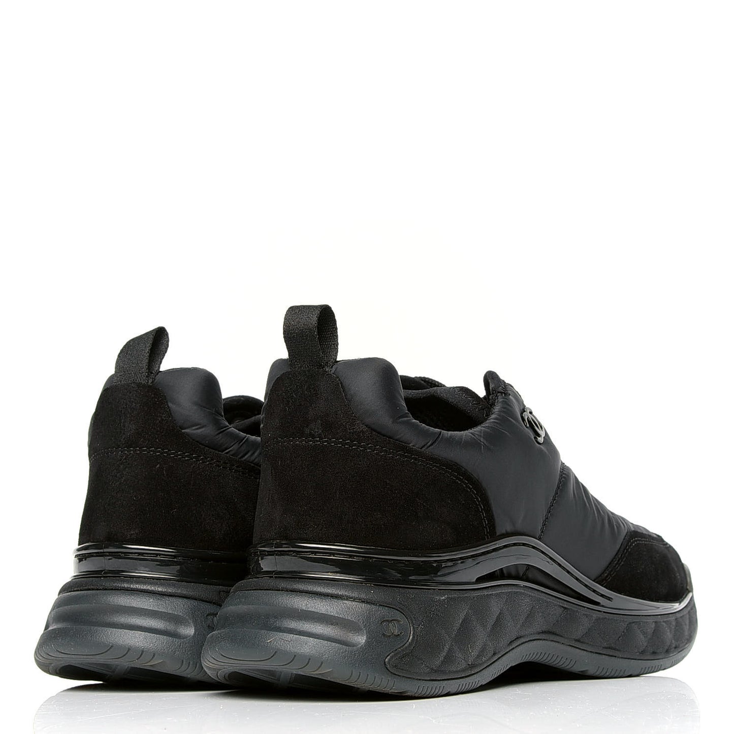Nylon Suede Calfskin CC Sneakers 40 Black