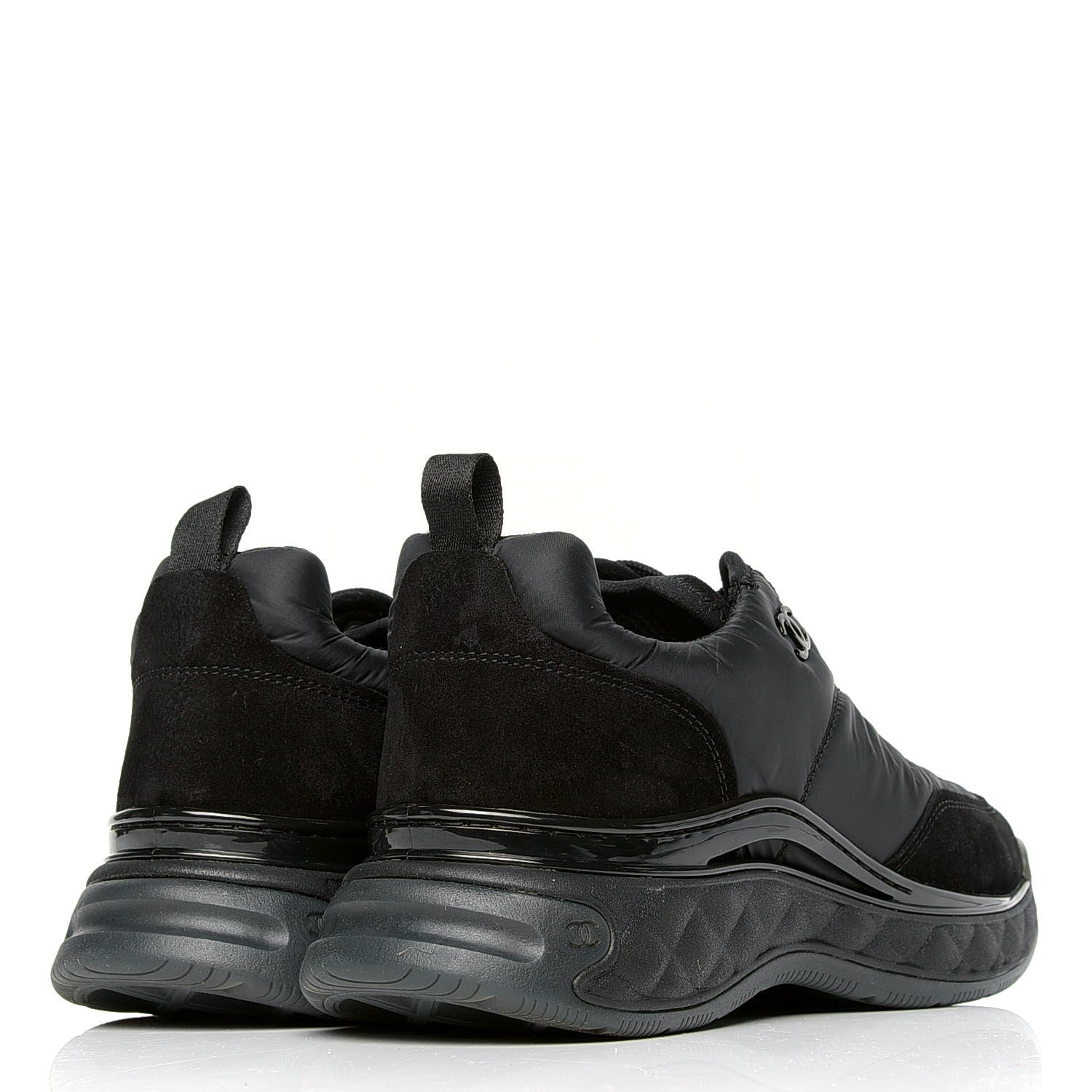 Chanel Nylon Suede Calfskin CC Sneakers 40 Black 3 of 4