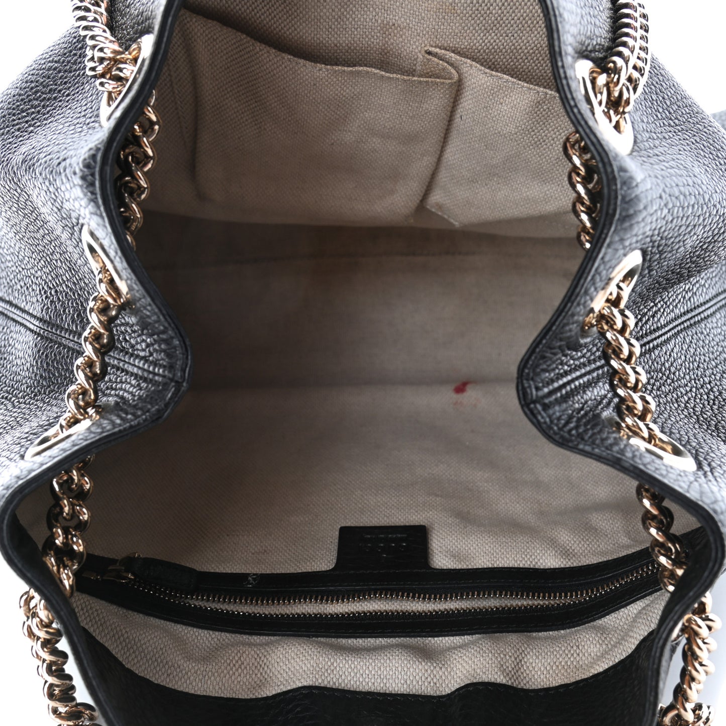 Pebbled Calfskin Medium Soho Chain Shoulder Bag Black
