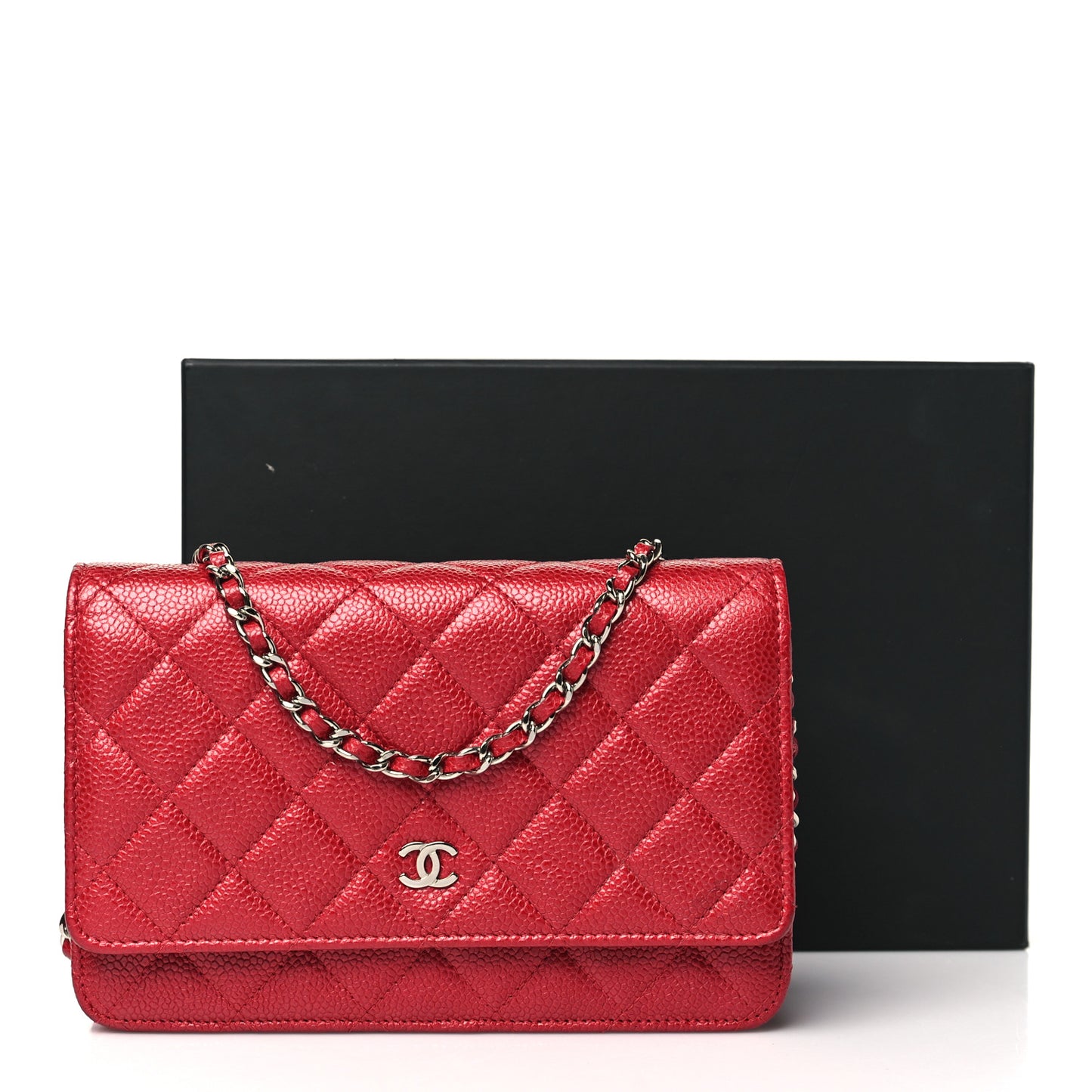 Caviar Quilted Wallet On Chain WOC Red