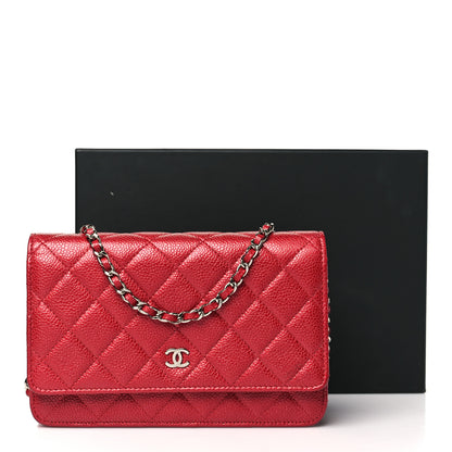 Chanel Caviar Quilted Wallet On Chain WOC Red 14 of 14