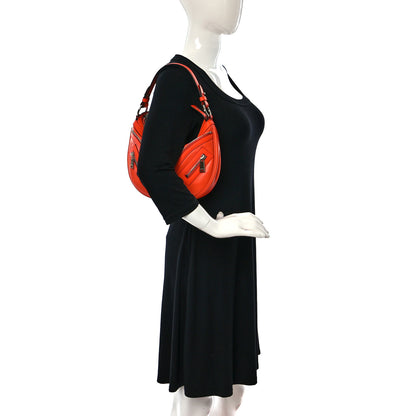 Versace Calfskin Small Repeat Zip Hobo Orange 2 of 8