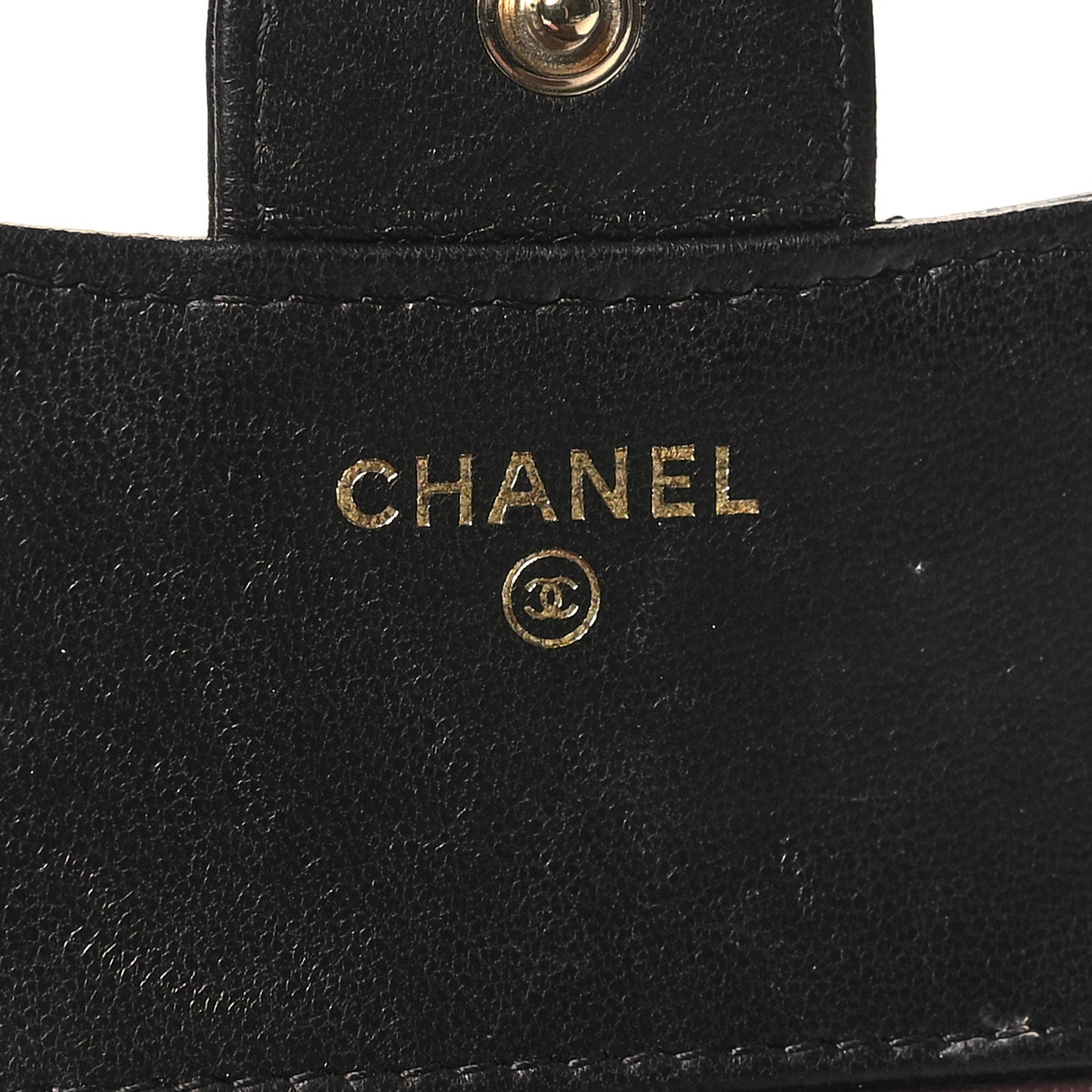 Lambskin Chevron Quilted Compact Flap Wallet Black