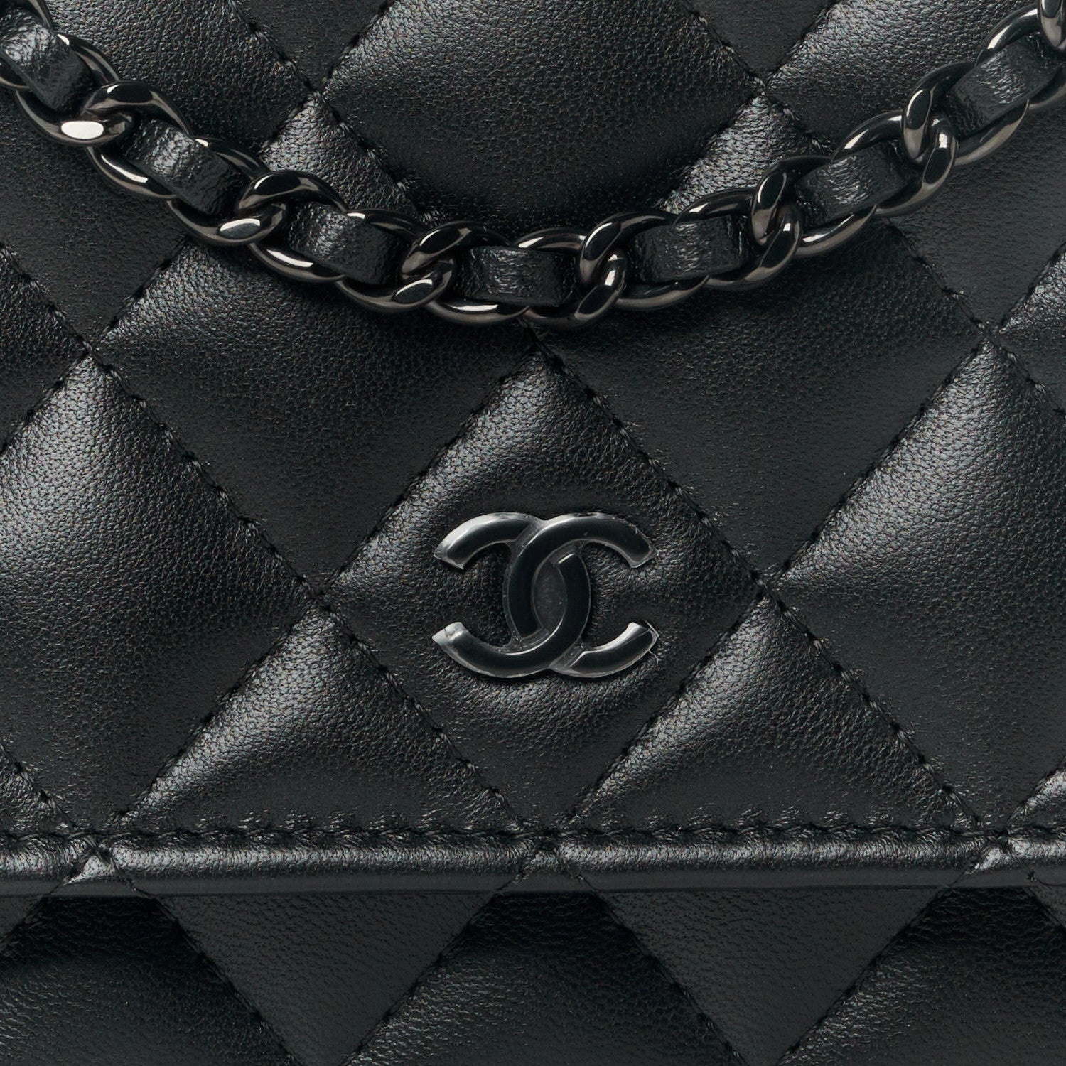Chanel Lambskin Quilted Wallet On Chain WOC So Black 9 of 11