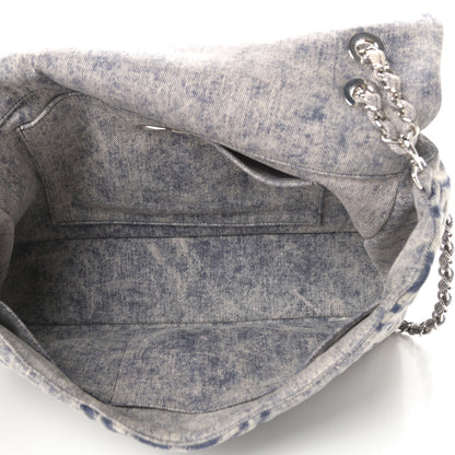 Chanel Denim Embossed CC Logo Print Jumbo Single Flap Blue 5 of 10