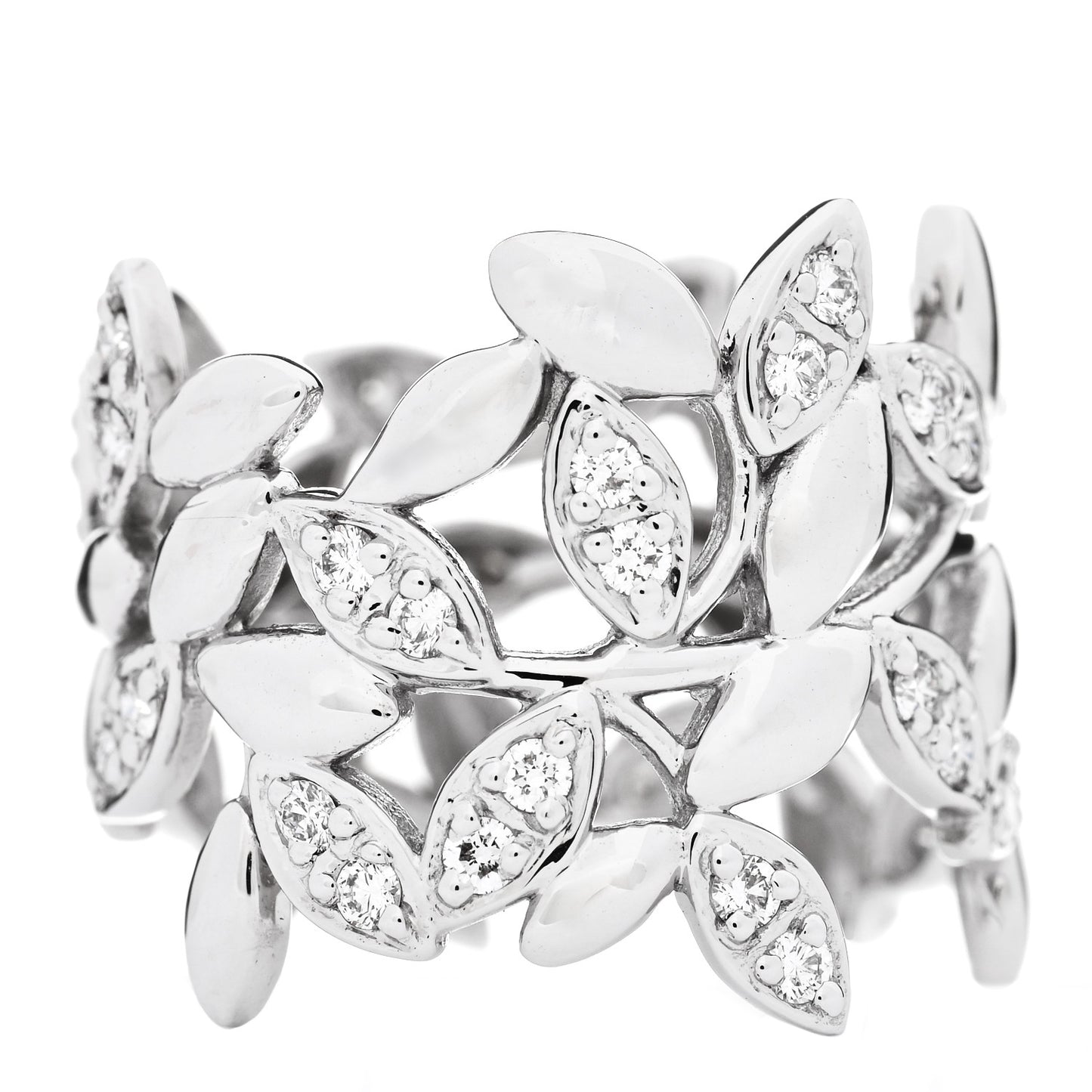 18K White Gold Diamond Paloma Picasso Olive Leaf Band Ring 49 5