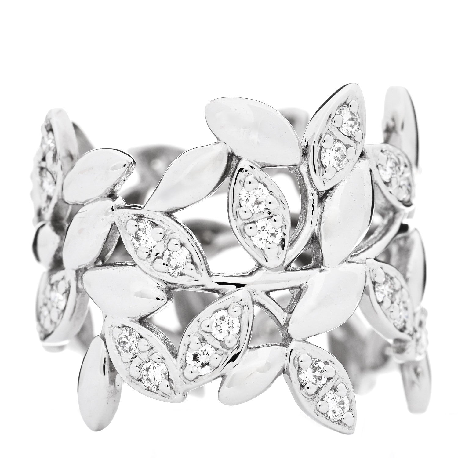 Tiffany 18K White Gold Diamond Paloma Picasso Olive Leaf Band Ring 49 5 3 of 5