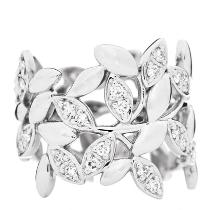 Tiffany 18K White Gold Diamond Paloma Picasso Olive Leaf Band Ring 49 5 3 of 5