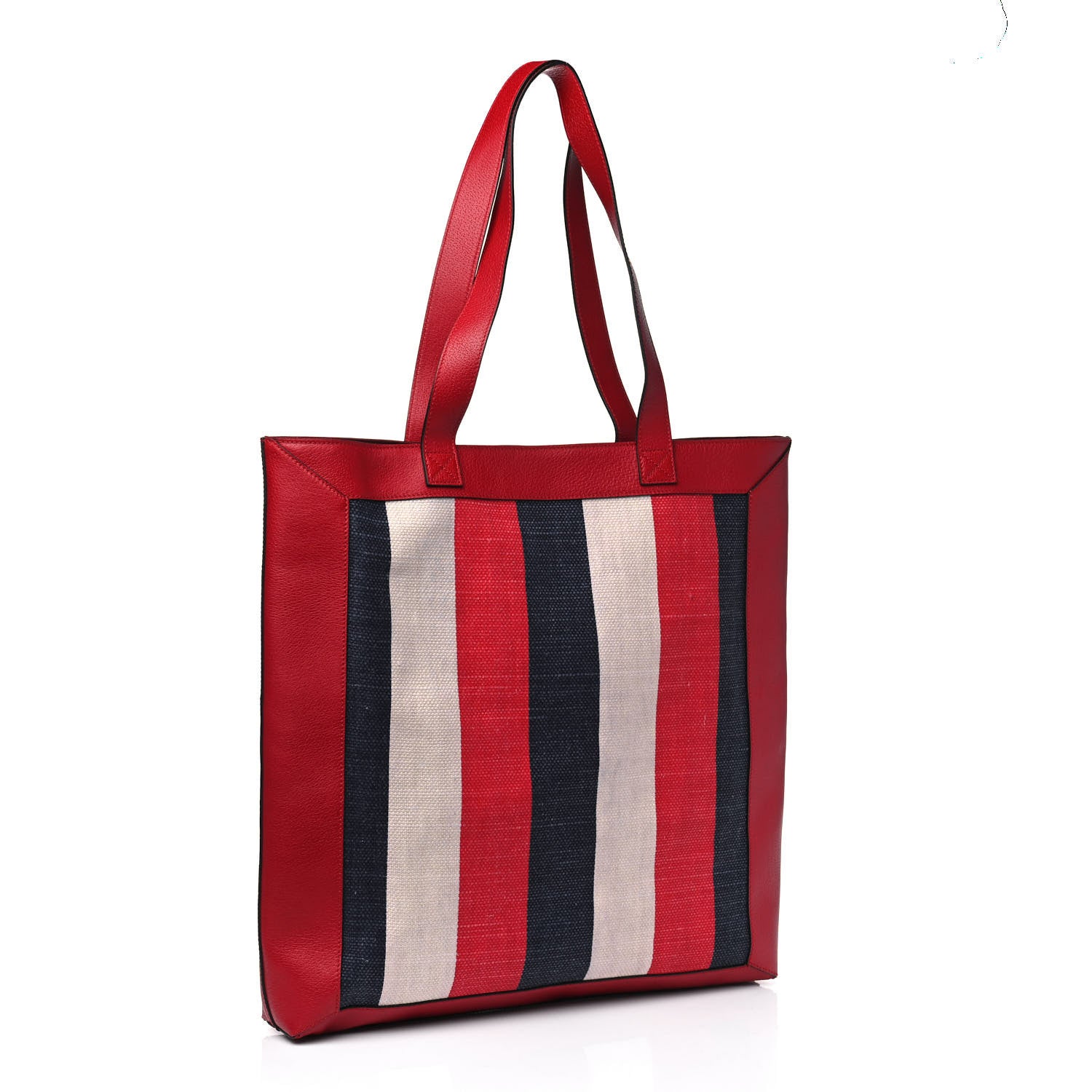 Gucci Canvas Calfskin Sylvie Stripe Logo Mens Tote Red White Blue 2 of 4