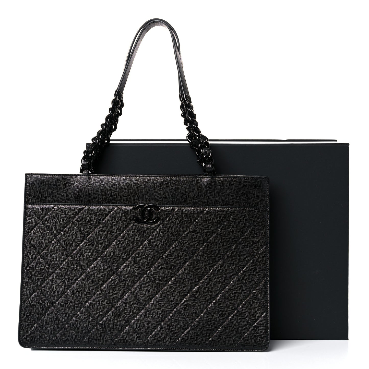 Caviar Quilted My Everything Large Shopping Tote Black