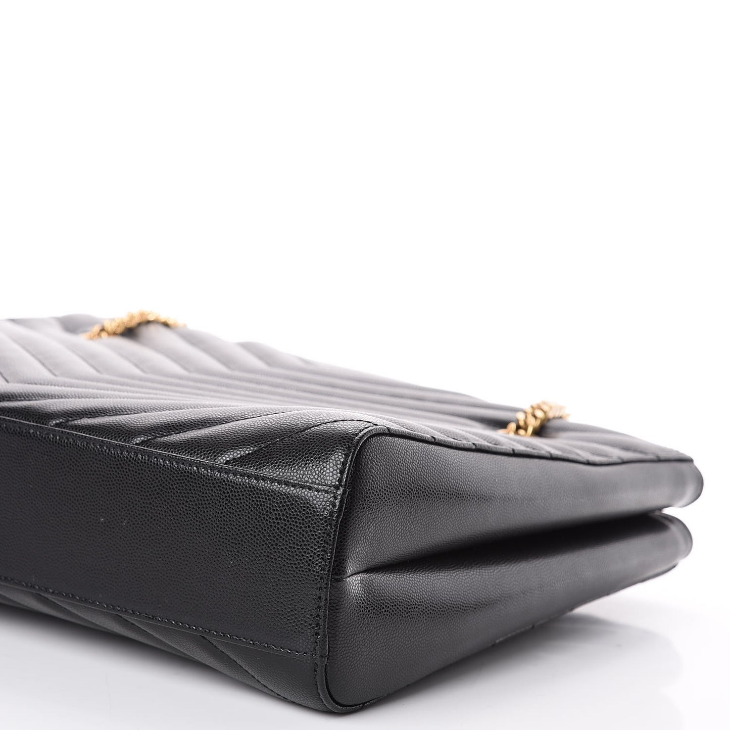Grain De Poudre Matelasse Chevron Medium Tribeca Shopping Bag Black