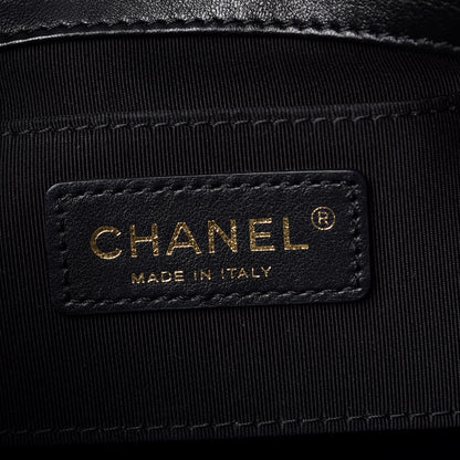 Chanel Lambskin Chevron Quilted Handle With Chic Bucket Bag Black 8 of 8