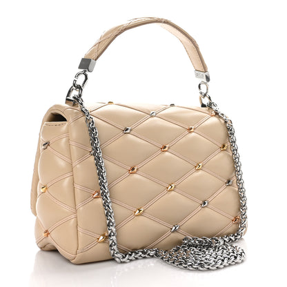 Louis Vuitton Lambskin Studded Malletage Top Handle GO-14 MM Beige 4 of 10