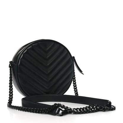 Saint Laurent Calfskin Matelasse Chevron Round Vinyle Camera Bag Black 3 of 10