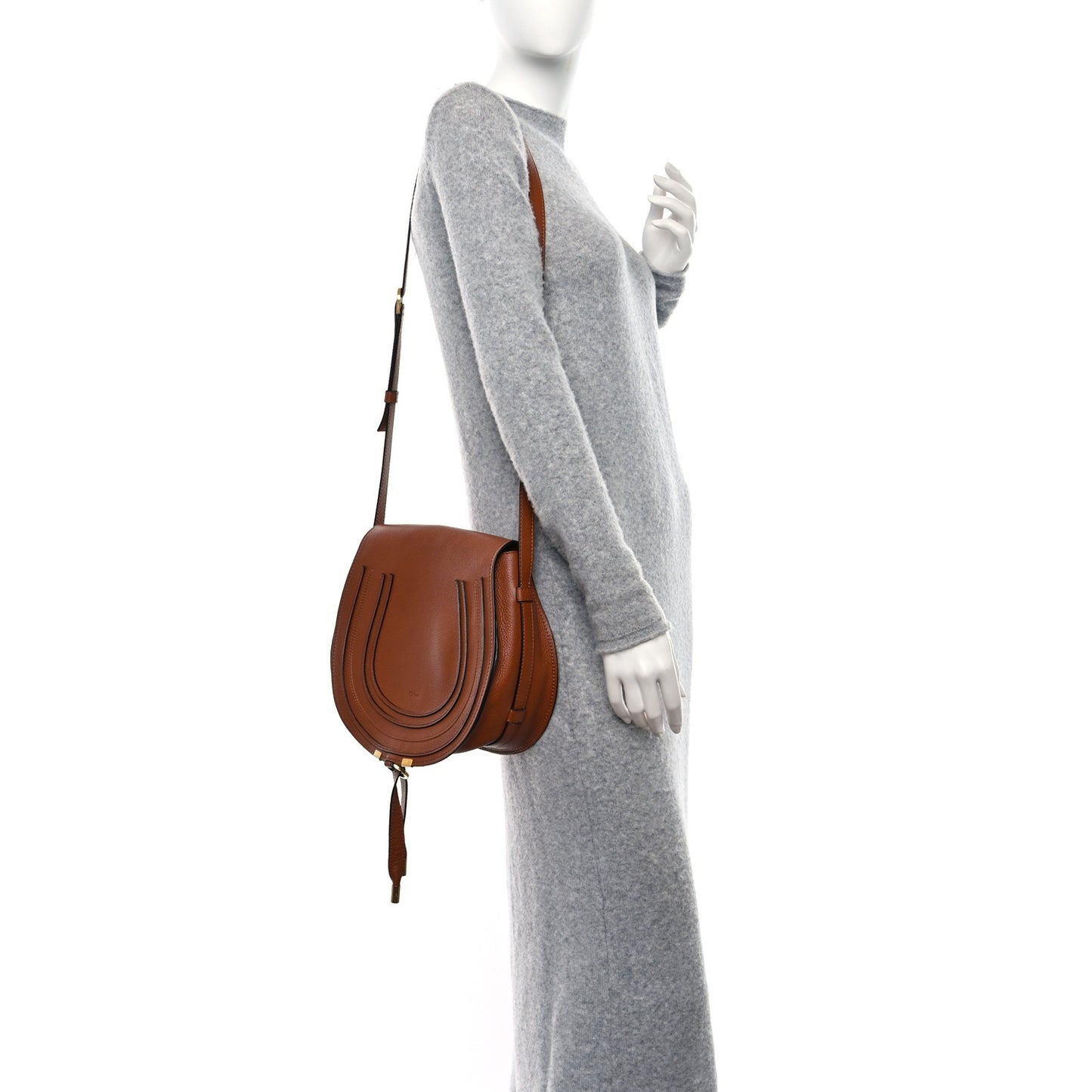 Calfskin Medium Marcie Round Crossbody Bag Tan