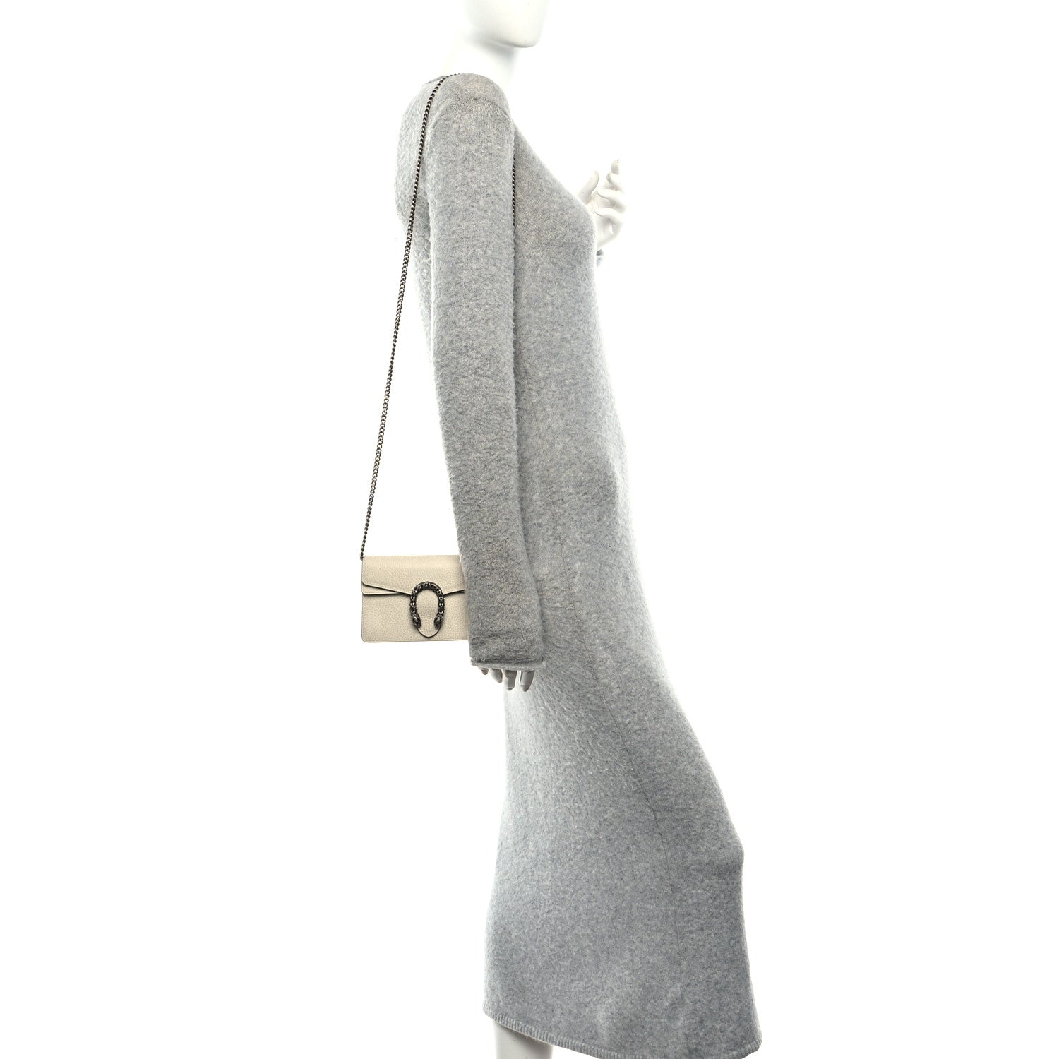 Gucci Dollar Calfskin Crystal Super Mini Dionysus Shoulder Bag Mystic White Black Diamond 2 of 9