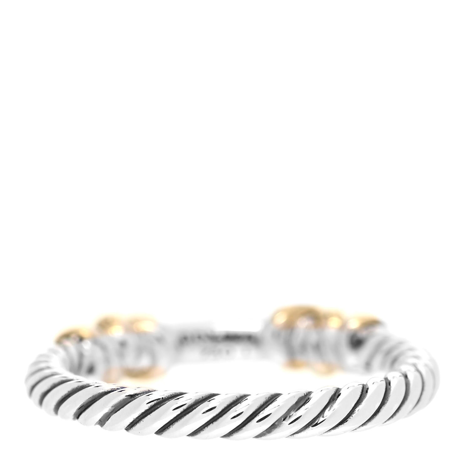 David Yurman Sterling Silver 18K Yellow Gold Diamond Petite Helena Wrap Ring 52 6 2 of 4