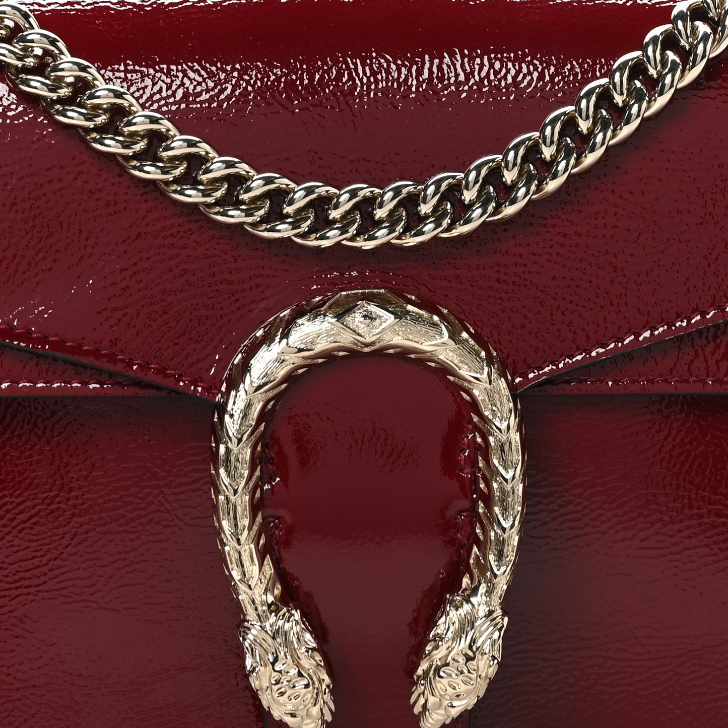 Crinkled Patent Small Dionysus Shoulder Bag Rosso Ancora Red
