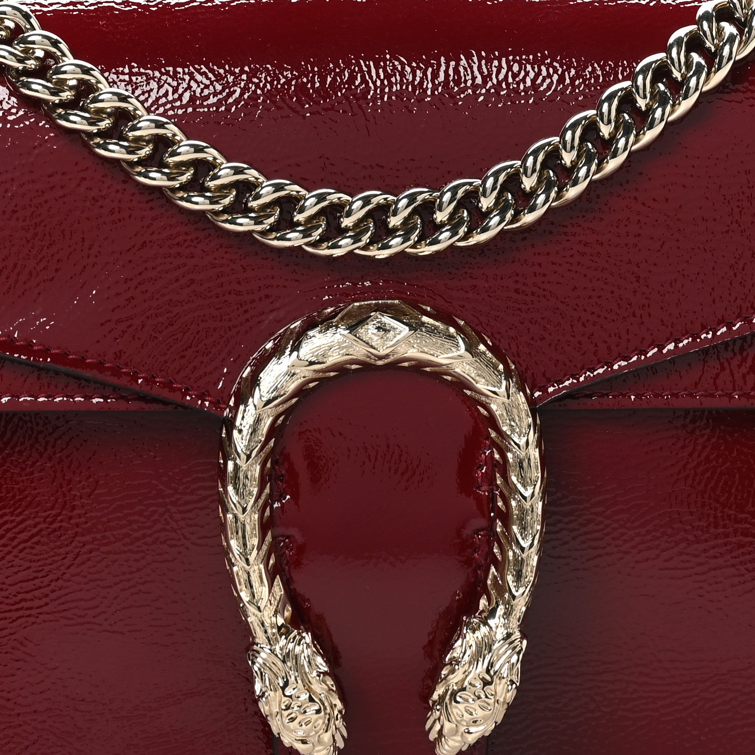 Gucci Crinkled Patent Small Dionysus Shoulder Bag Rosso Ancora Red 9 of 11