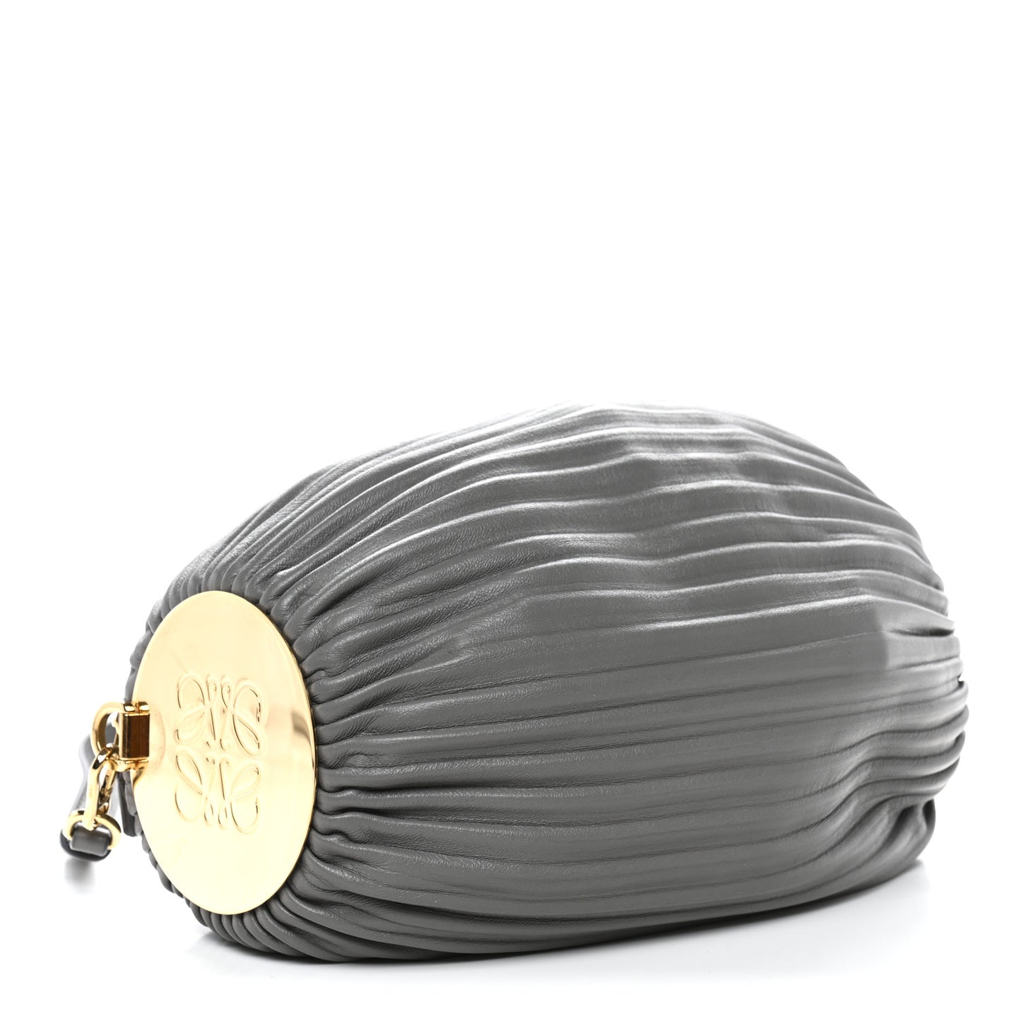 Lambskin Pleated Bracelet Pouch shoulder Bag Asphalt Grey
