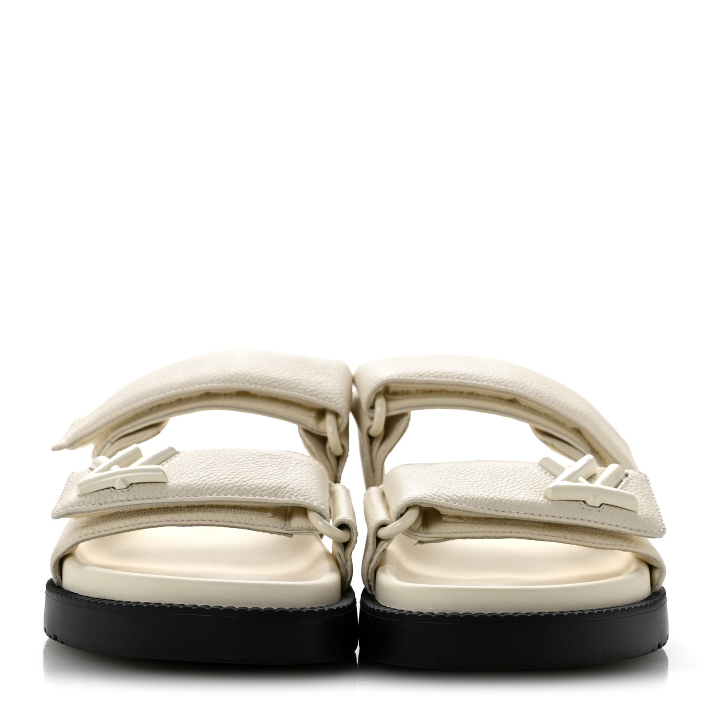 Grained Calfskin Sunset Comfort Flat Sandals  36 Light Beige