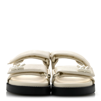 Louis Vuitton Grained Calfskin Sunset Comfort Flat Sandals  36 Light Beige 3 of 9