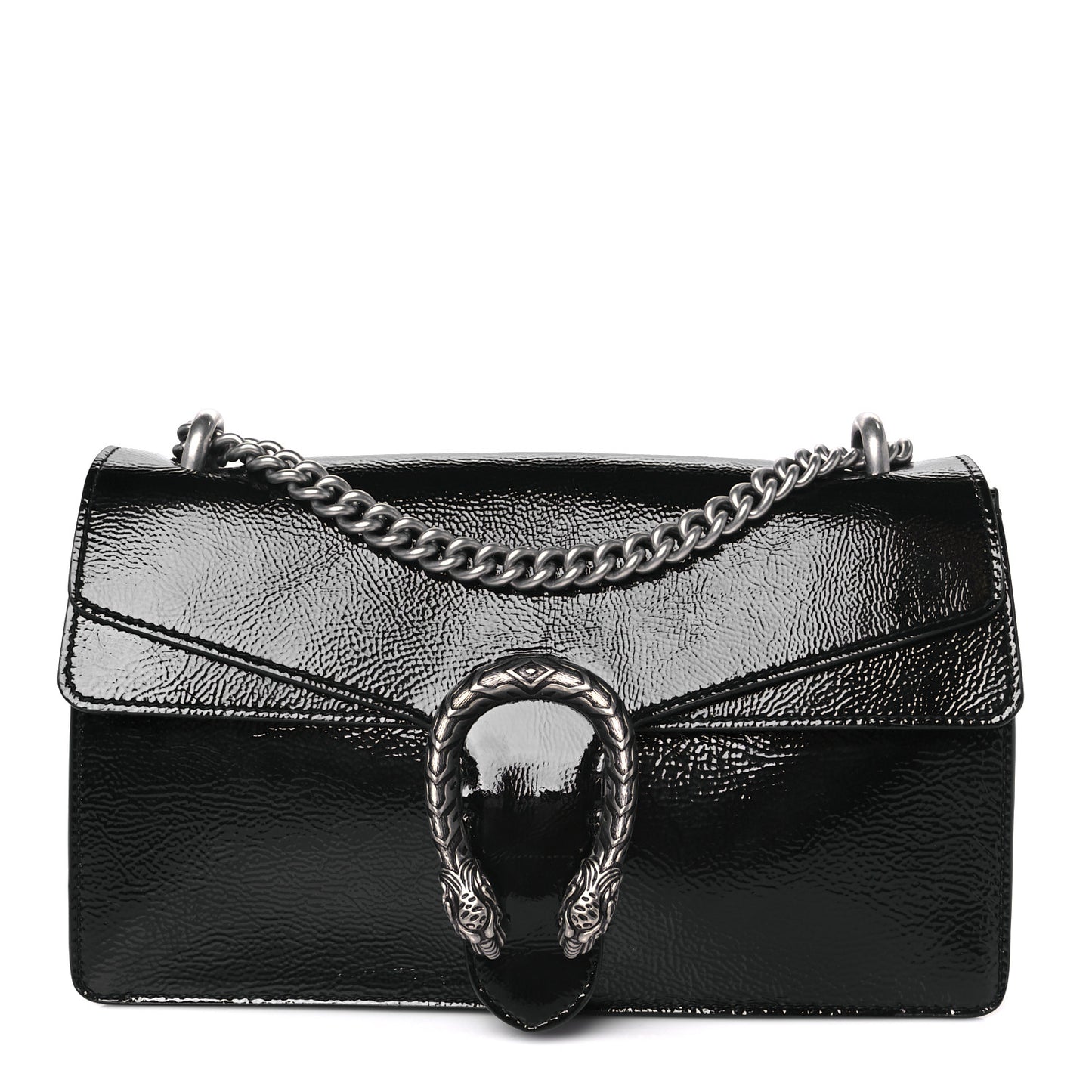 Crinkled Patent Small Dionysus Shoulder Bag Black