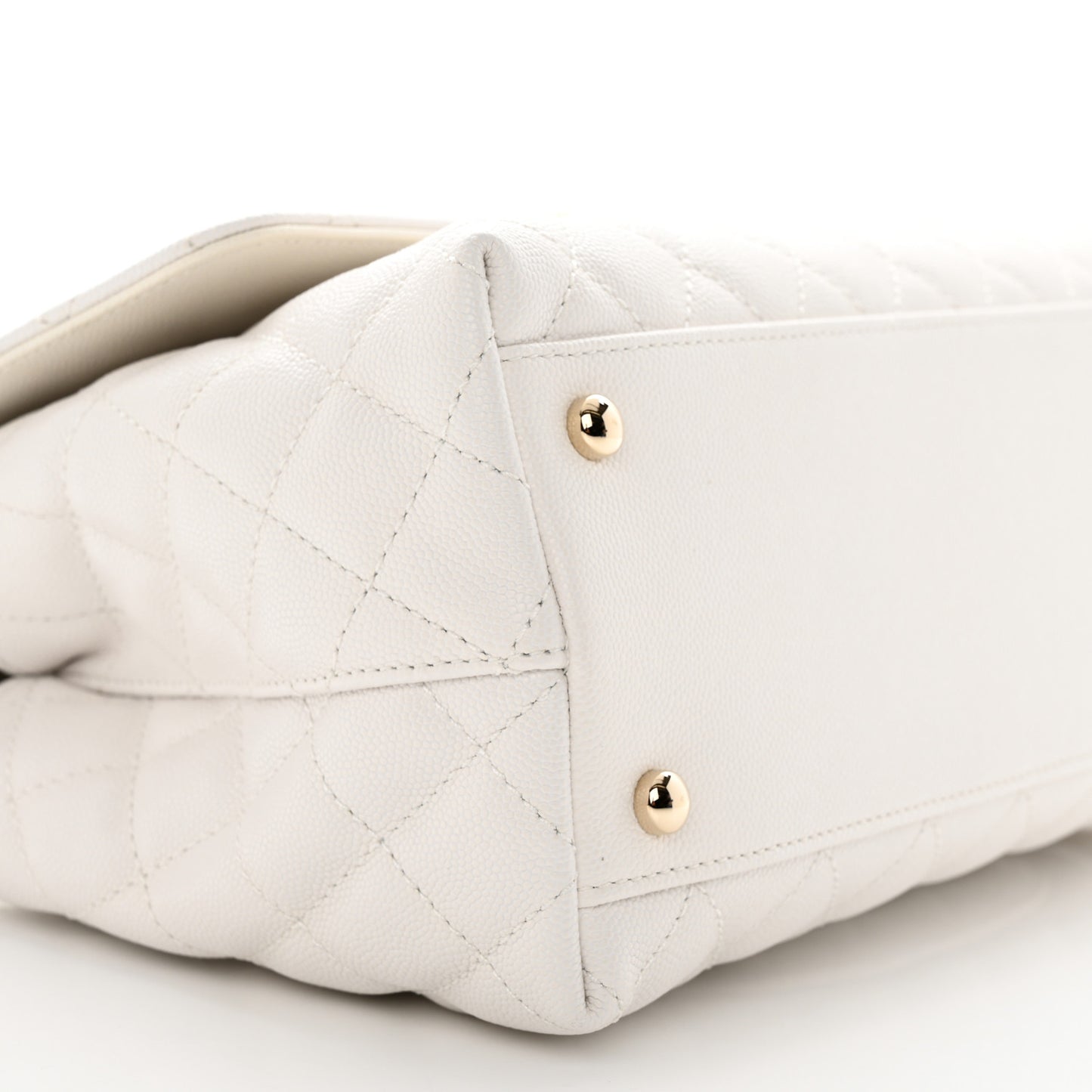 Caviar Quilted Small Coco Handle Flap White