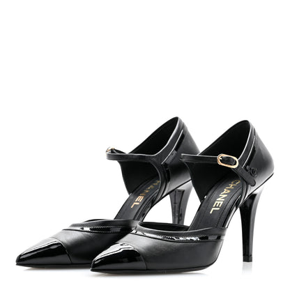 Chanel Patent Calfskin CC Ankle Strap Pumps 38 Black 3 of 10