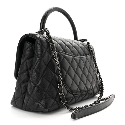 Chanel Caviar Lizard Embossed Quilted Small Coco Handle Flap Black 2 of 9
