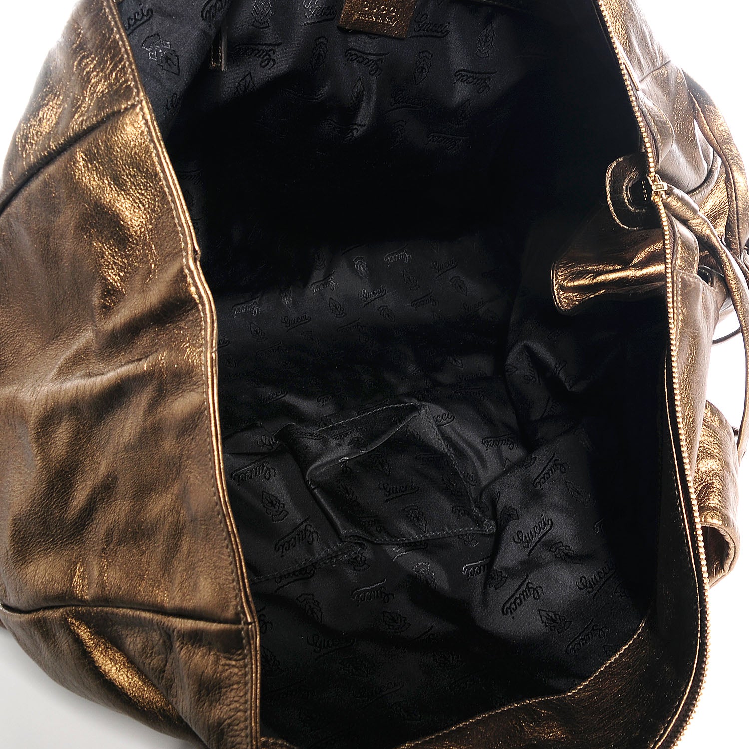 Gucci Metallic Leather Large Hysteria Tote Bronze 5 of 14