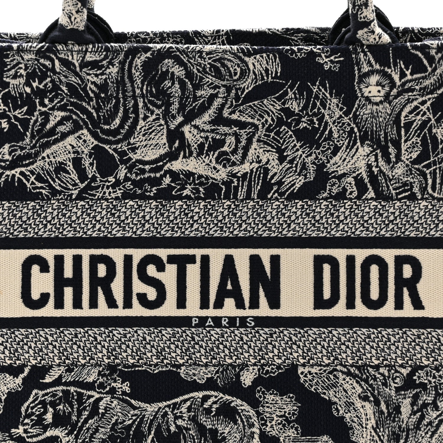 Christian Dior Canvas Embroidered Medium Toile De Jouy Reverse Book Tote Blue 8 of 10