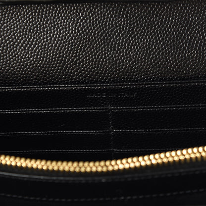 Saint Laurent Grain De Poudre Matelasse Chevron Monogram Chain Wallet Black 8 of 10