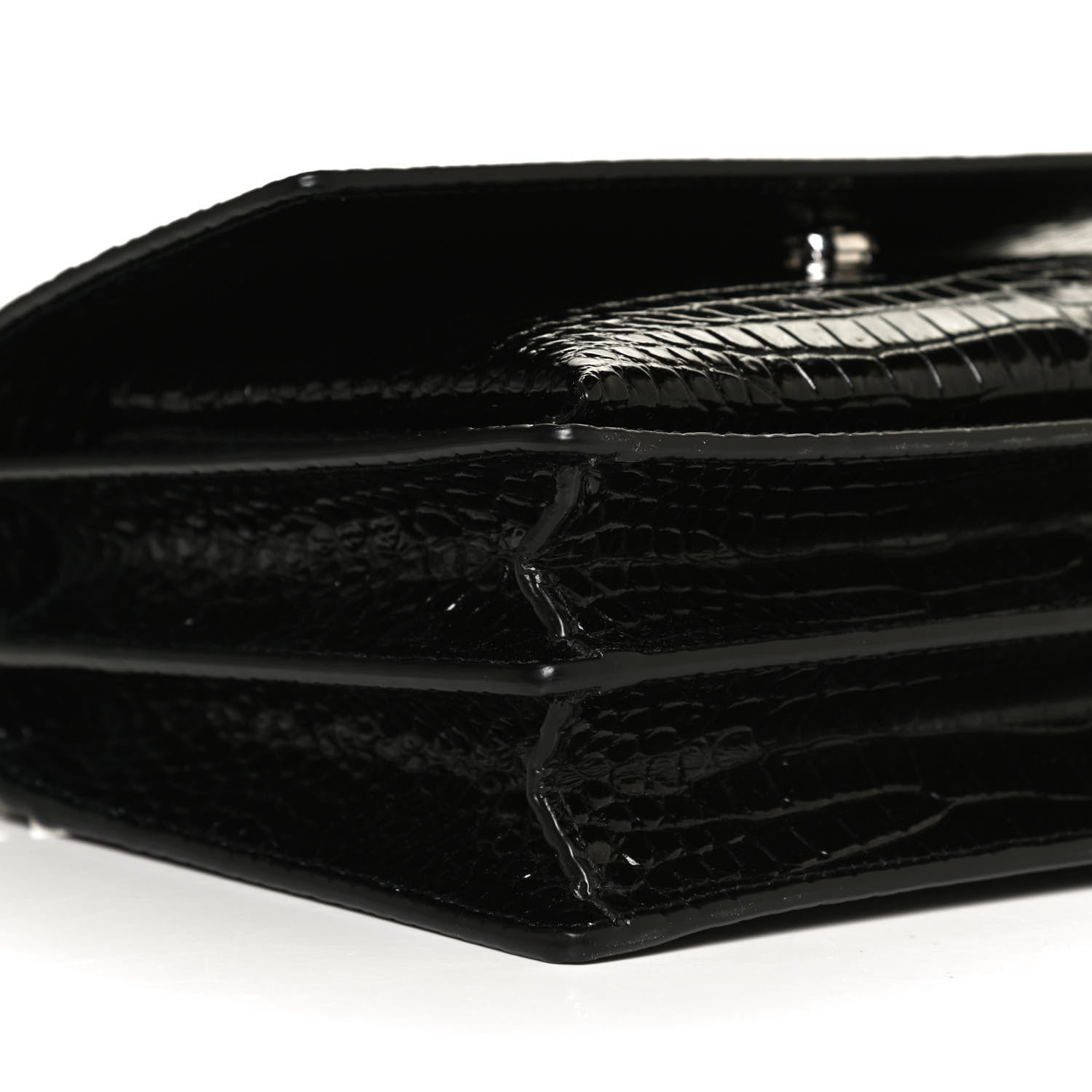 Saint Laurent Calfskin Crocodile Embossed Medium Monogram Sunset Black 9 of 12