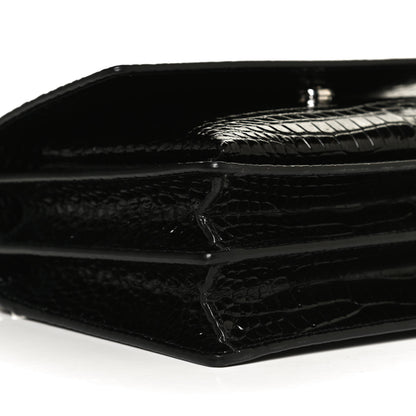 Saint Laurent Calfskin Crocodile Embossed Medium Monogram Sunset Black 9 of 12