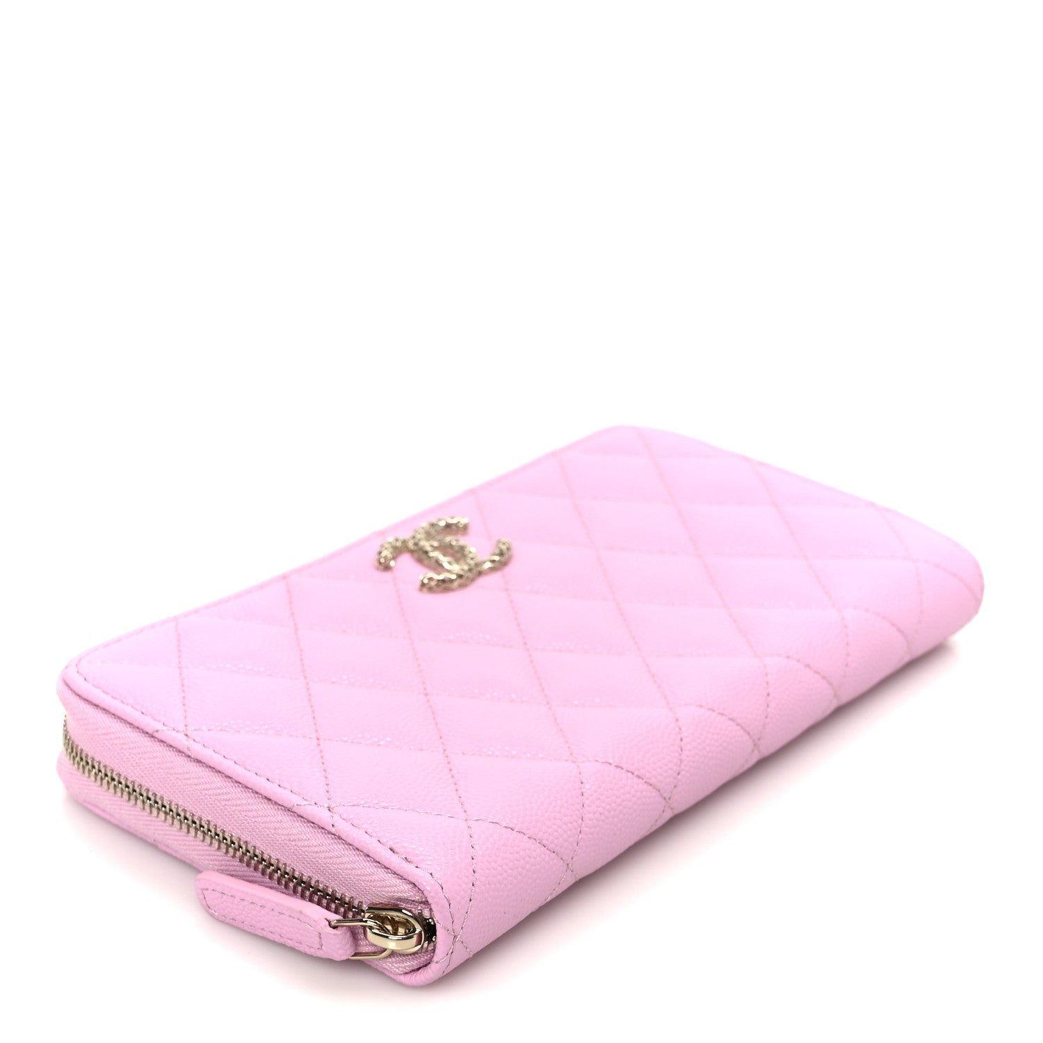 Chanel Caviar Quilted Perforated CC Long Zipped Wallet Pink 4 of 10